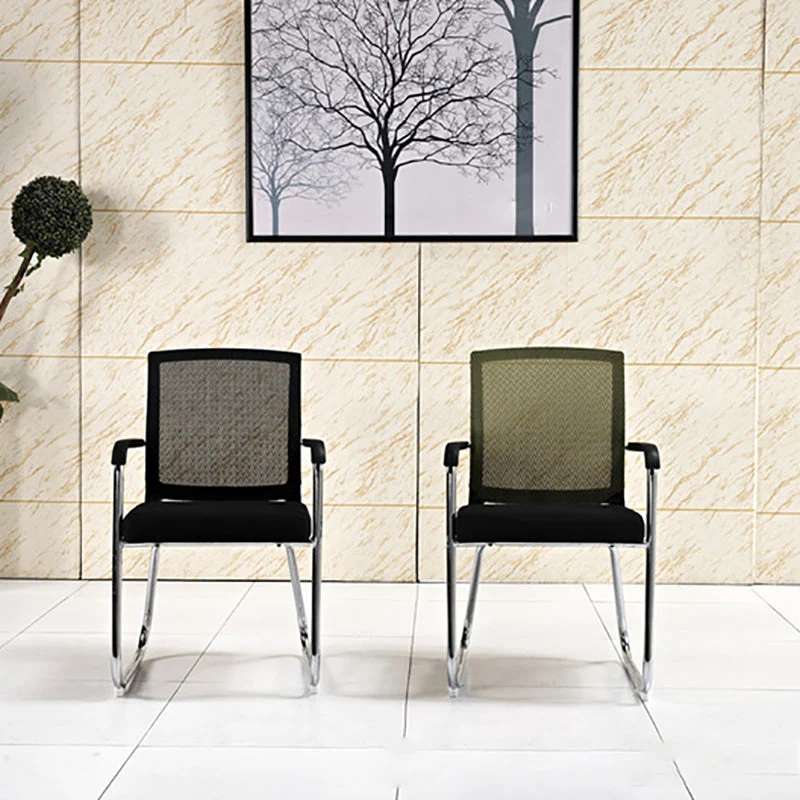 Chaise de bureau ergonomique à dossier moyen, chaise de bureau contemporaine sans roulettes Clearhalo
