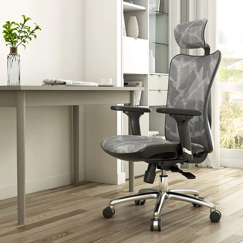 Chaise de bureau exécutive à dossier haut, chaise de bureau pivotante à bras réglable moderne Clearhalo