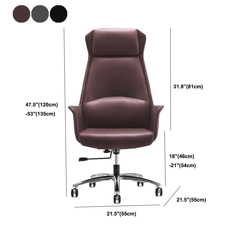 Chaise de bureau de gestion en cuir à dossier haut, chaise de bureau pivotante exécutive Clearhalo