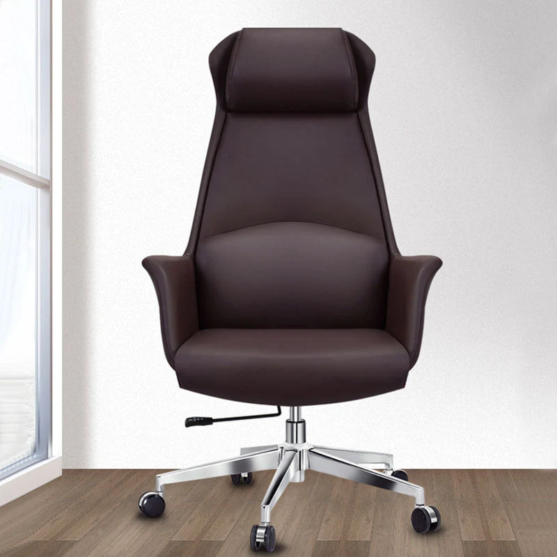 Chaise de bureau de gestion en cuir à dossier haut, chaise de bureau pivotante exécutive Clearhalo