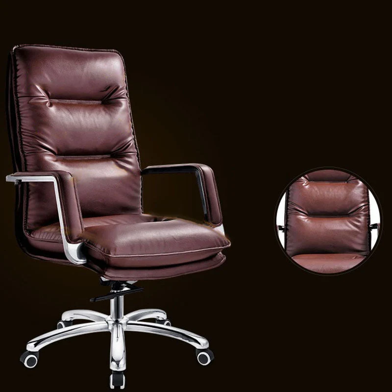 Chaise de bureau de gestion en cuir moderne à bras fixes avec roulettes Clearhalo