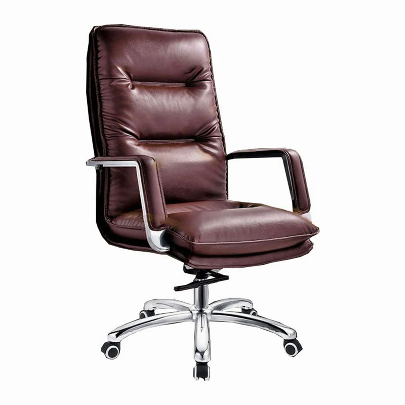 Chaise de bureau de gestion en cuir moderne à bras fixes avec roulettes Clearhalo