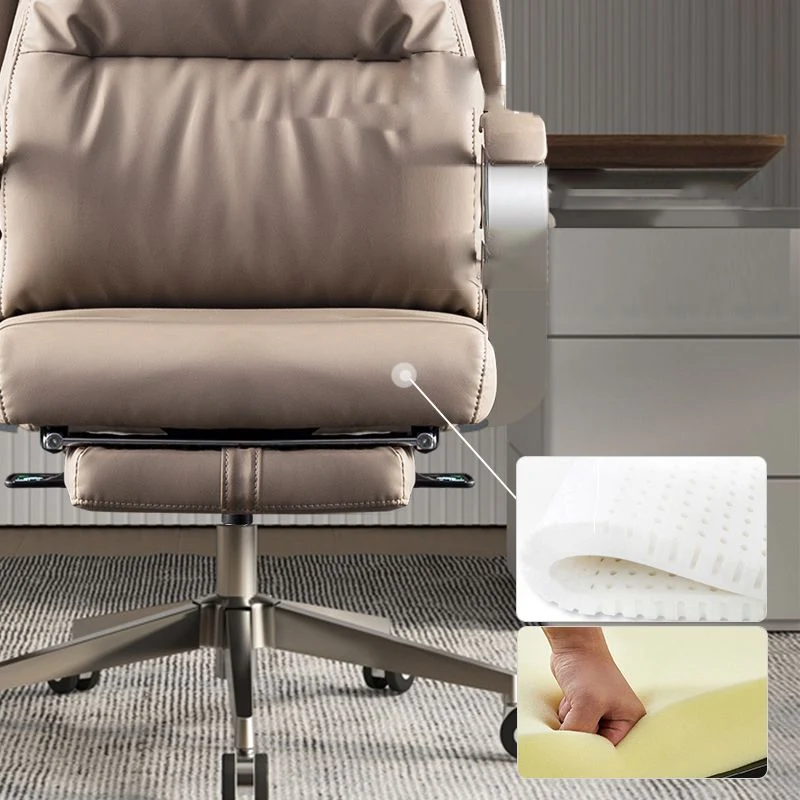Chaise de bureau à glissière moderne, bras rembourrés, chaise de bureau en cuir à hauteur de siège réglable Clearhalo