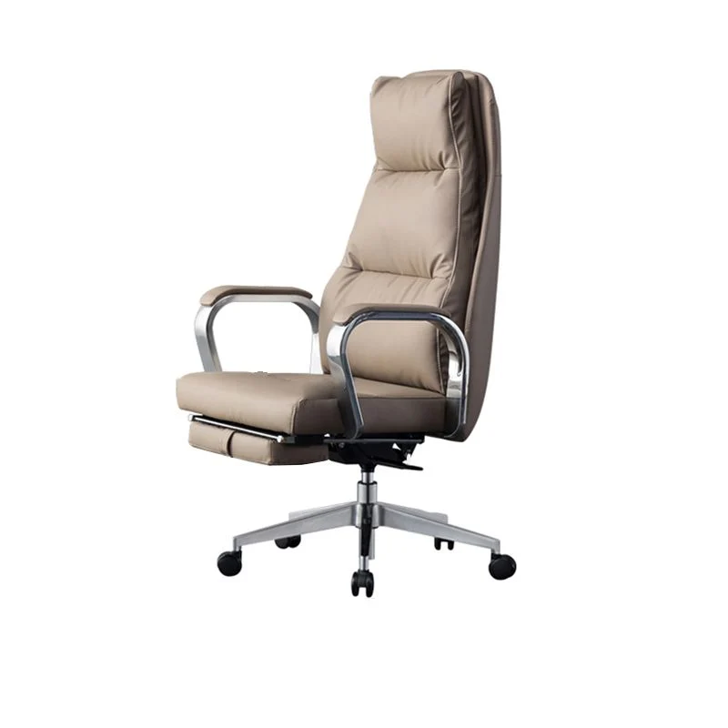 Chaise de bureau à glissière moderne, bras rembourrés, chaise de bureau en cuir à hauteur de siège réglable Clearhalo