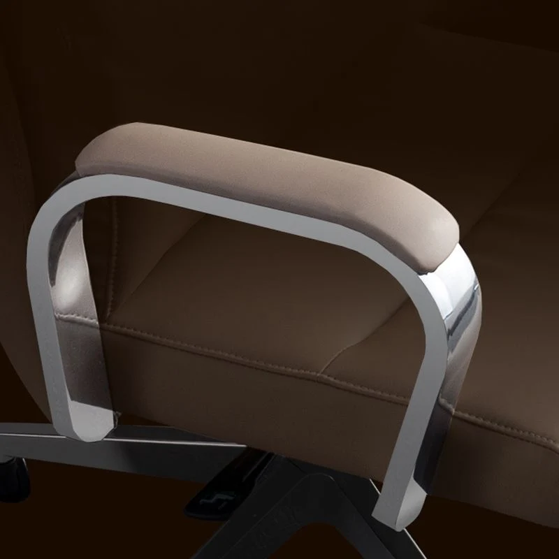 Chaise de bureau à glissière moderne, bras rembourrés, chaise de bureau en cuir à hauteur de siège réglable Clearhalo