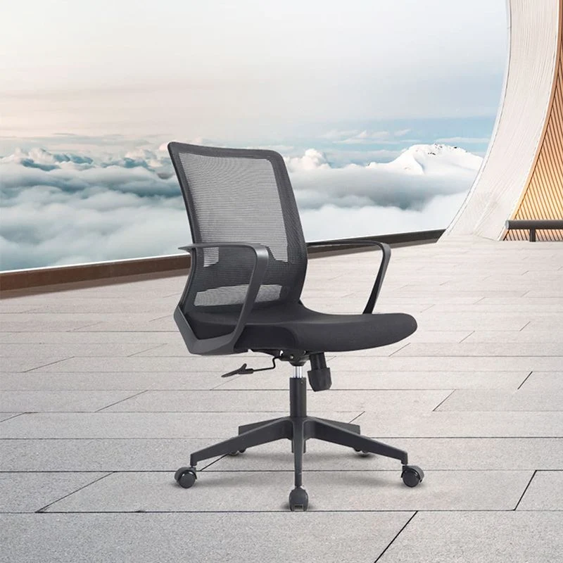 Chaise de bureau à glissière moderne, hauteur de siège réglable, bras fixes, chaise de bureau Clearhalo
