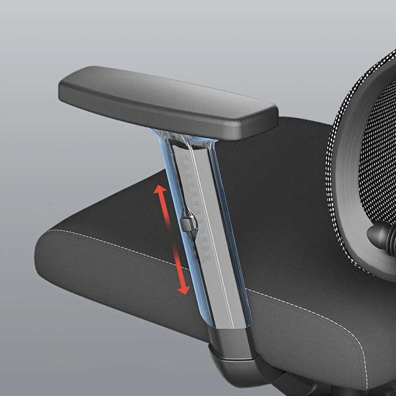 Chaise de bureau en maille à dossier haut, accoudoir réglable, avec appui-tête et roues Clearhalo
