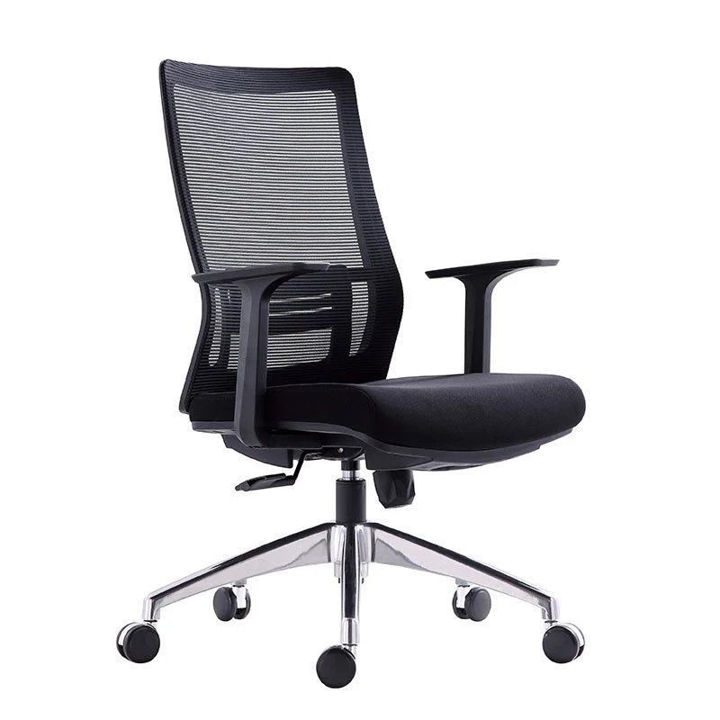 Chaise de bureau en maille noire, accoudoir fixe rotatif, avec roulettes Clearhalo