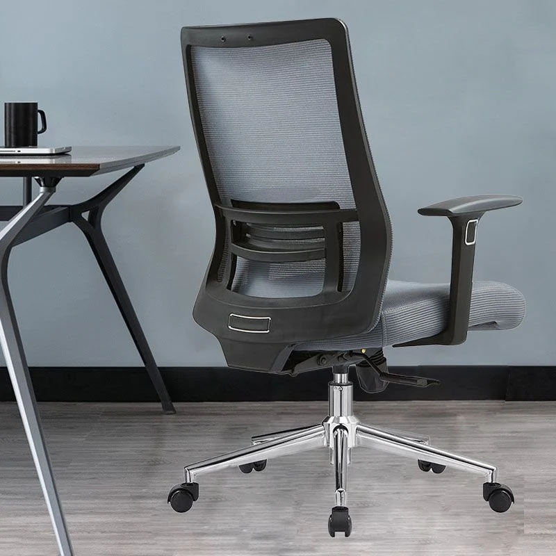 Chaise de bureau en maille noire, accoudoir fixe rotatif, avec roulettes Clearhalo