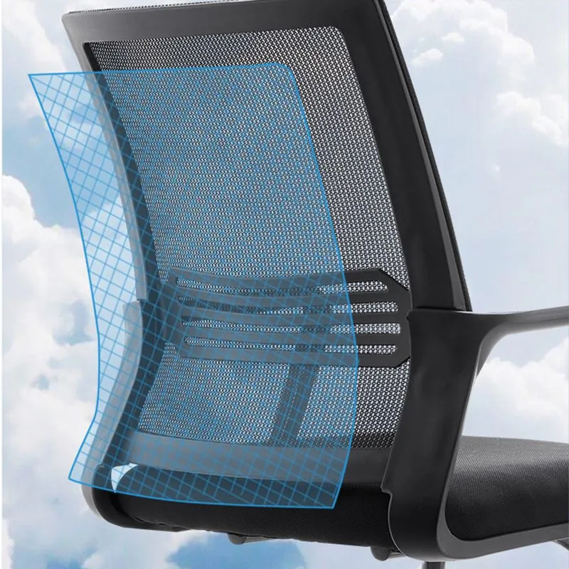 Chaise de bureau en maille noire, cadre en métal, chaise de bureau à bras fixe pour la maison et le bureau Clearhalo