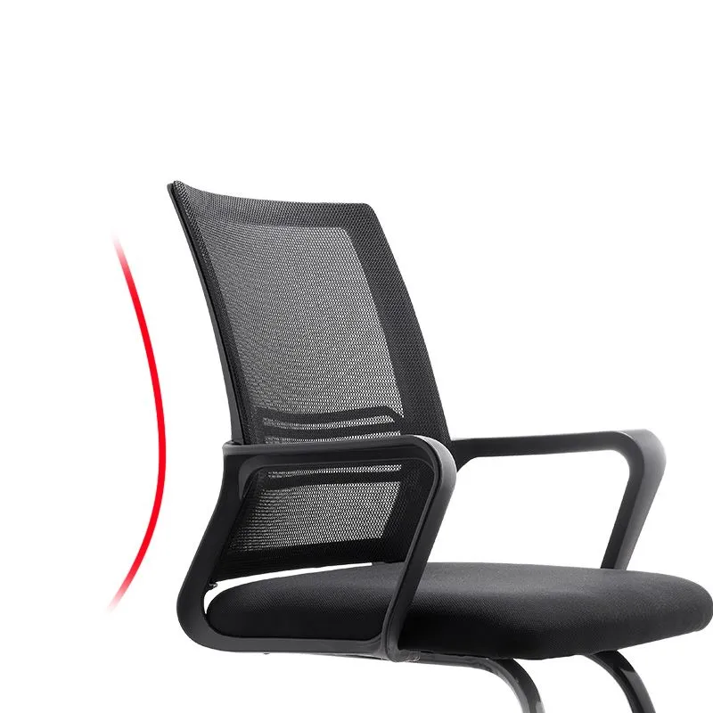 Chaise de bureau en maille noire, cadre en métal, chaise de bureau à bras fixe pour la maison et le bureau Clearhalo