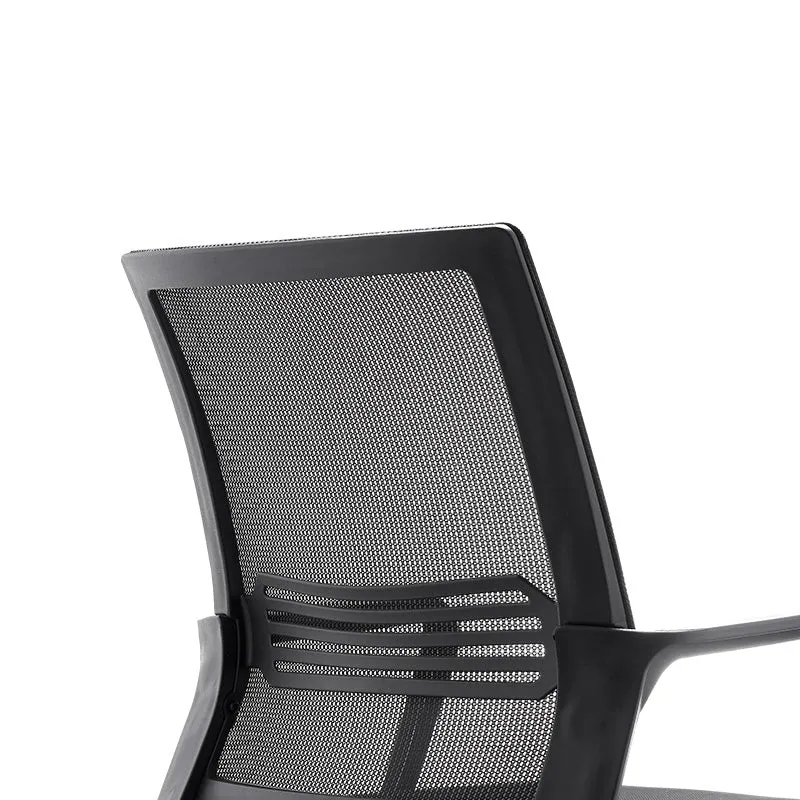 Chaise de bureau en maille noire, cadre en métal, chaise de bureau à bras fixe pour la maison et le bureau Clearhalo