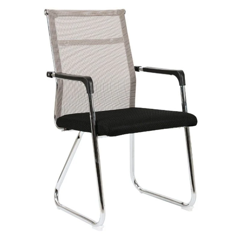 Chaise de bureau moderne en acier noir et Beige avec chaise de bureau à domicile à dossier mi-bas/haut Clearhalo