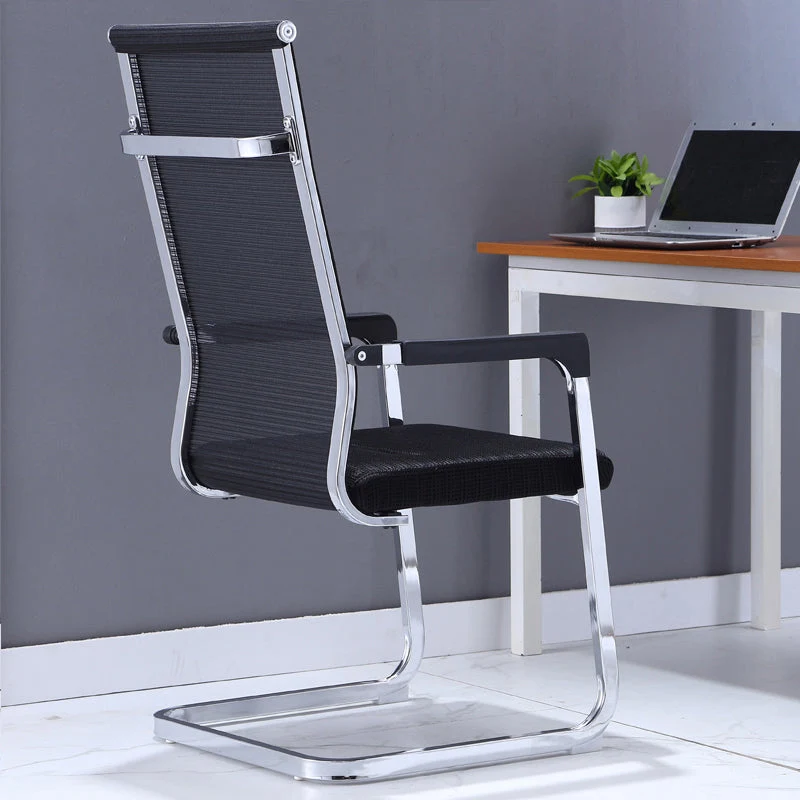 Chaise de bureau moderne en acier noir et orange avec chaise de bureau à domicile à dossier moyen et haut Clearhalo
