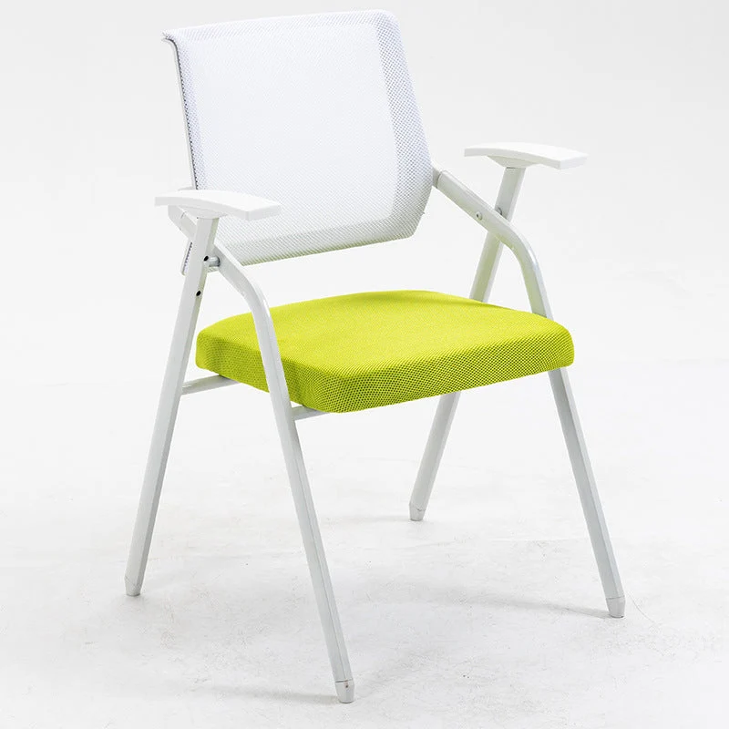 Chaise de bureau moderne avec accoudoirs, chaise de conférence à dossier moyen avec cadre blanc Clearhalo