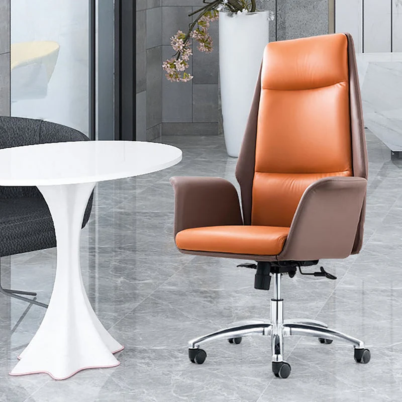 Chaise de bureau moderne avec cadre en métal argenté, chaise de travail ergonomique exécutive Clearhalo