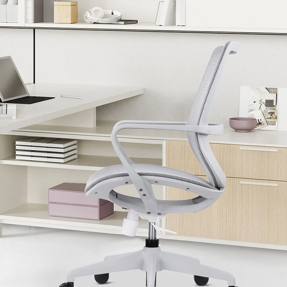 Chaise de bureau moderne à bras fixes, chaise pivotante à hauteur de siège réglable avec roulettes Clearhalo