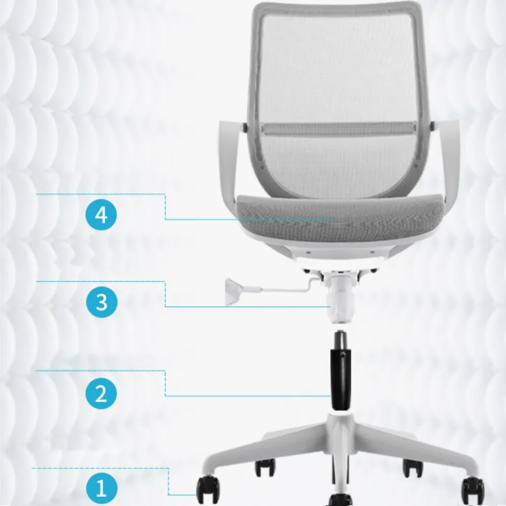 Chaise de bureau moderne à bras fixes, chaise pivotante à hauteur de siège réglable avec roulettes Clearhalo