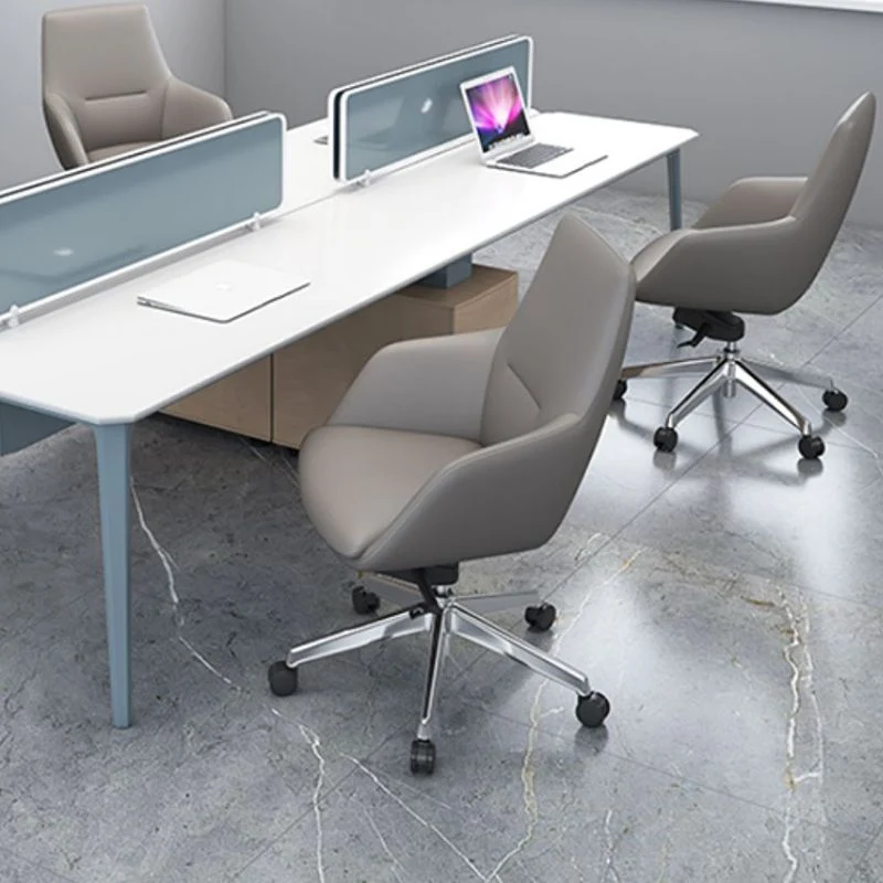 Chaise de bureau moderne à bras fixes, chaise de bureau ergonomique en cuir sans détresse avec roulettes Clearhalo