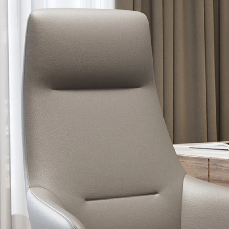 Chaise de bureau moderne à bras fixes, chaise de bureau ergonomique en cuir sans détresse avec roulettes Clearhalo