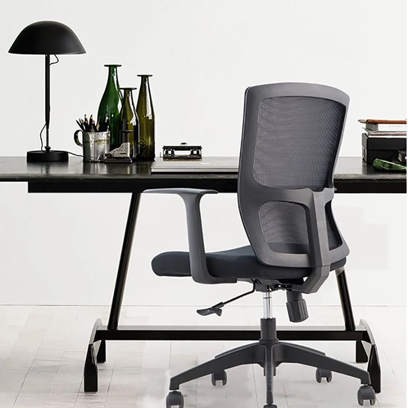 Chaise de bureau moderne à bras fixes, chaise de bureau à hauteur de siège réglable à dossier moyen Clearhalo