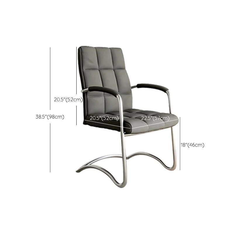 Chaise de bureau moderne à bras fixes, chaise de bureau à dossier moyen en simili cuir Clearhalo