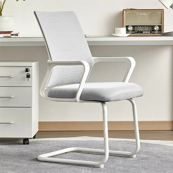Chaise de bureau moderne à bras fixes, chaise de travail ergonomique en maille à dossier moyen Clearhalo