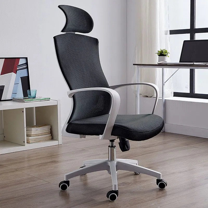 Chaise de bureau moderne à bras fixes, chaise ergonomique de bureau à dossier haut Clearhalo