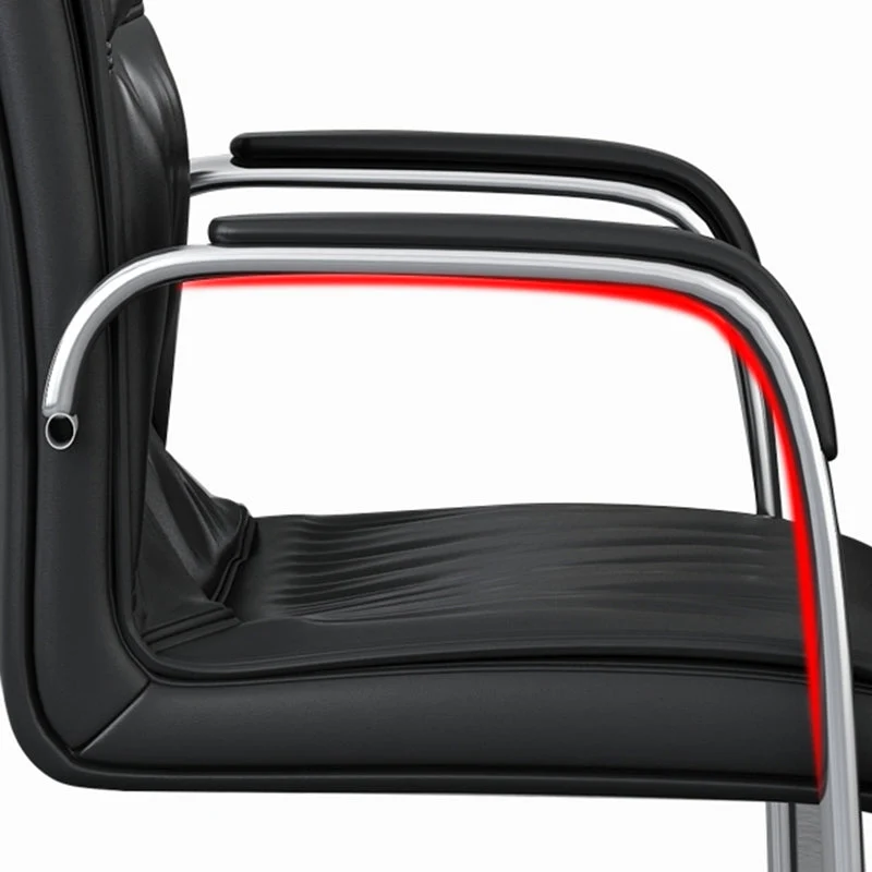Chaise de bureau moderne à bras fixes, chaise de bureau de gestion en cuir noir Clearhalo