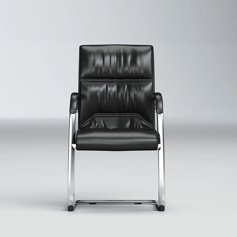 Chaise de bureau moderne à bras fixes, chaise de bureau de gestion en cuir noir Clearhalo