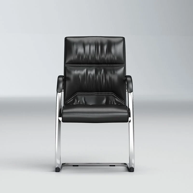 Chaise de bureau moderne à bras fixes, chaise de bureau de gestion en cuir noir Clearhalo