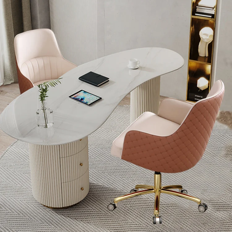 Chaise de bureau moderne à bras fixes, hauteur de siège réglable, avec roulettes Clearhalo