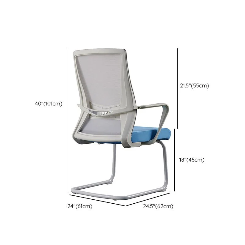 Chaise de bureau moderne à cadre blanc, chaise en maille à dossier moyen avec accoudoir Clearhalo