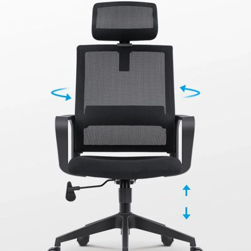 Chaise de bureau moderne, chaise de bureau à dossier moyen, noire, sans détresse Clearhalo