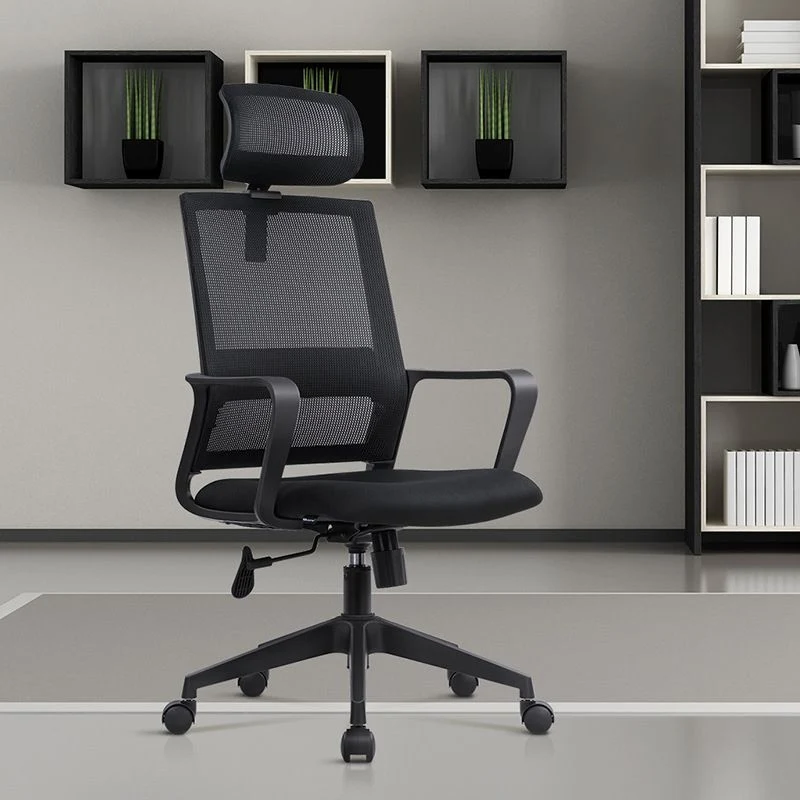 Chaise de bureau moderne, chaise de bureau à dossier moyen, noire, sans détresse Clearhalo