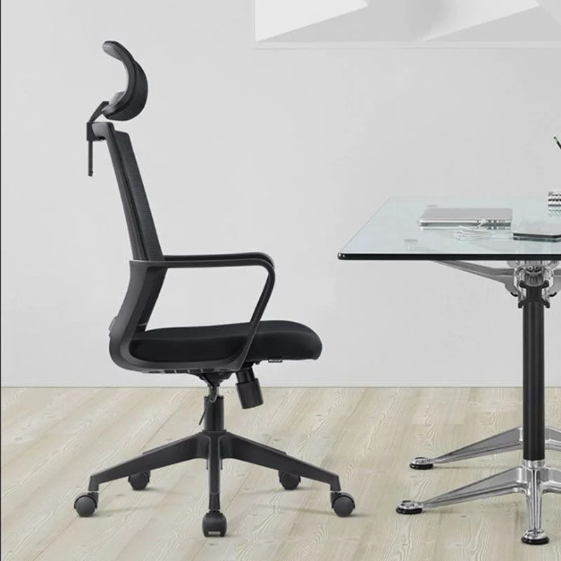 Chaise de bureau moderne, chaise de bureau à dossier moyen, noire, sans détresse Clearhalo