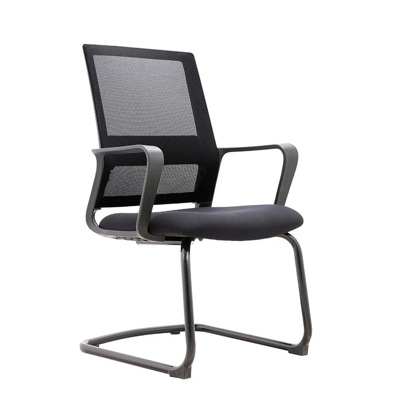 Chaise de bureau moderne et contemporaine à dossier moyen, noire, en microfibre Clearhalo