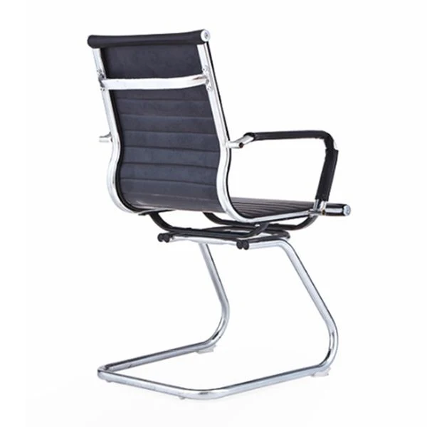 Chaise de bureau moderne en cuir avec accoudoirs inclus, dossier mi-hauteur, noir Clearhalo