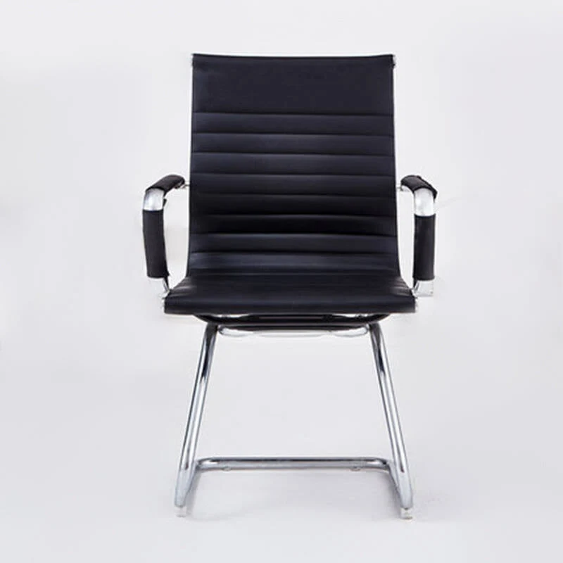 Chaise de bureau moderne en cuir avec accoudoirs inclus, dossier mi-hauteur, noir Clearhalo