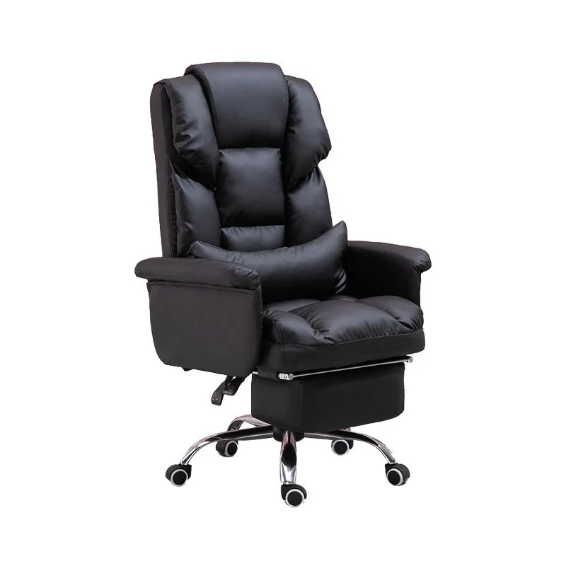Chaise de bureau moderne en cuir, chaise de bureau à dossier haut avec roulettes Clearhalo