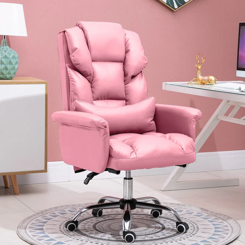 Chaise de bureau moderne en cuir, chaise de bureau à dossier haut avec roulettes Clearhalo