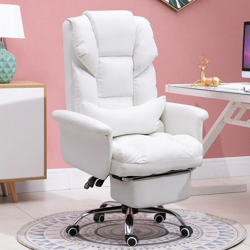 Chaise de bureau moderne en cuir, chaise de bureau à dossier haut avec roulettes Clearhalo