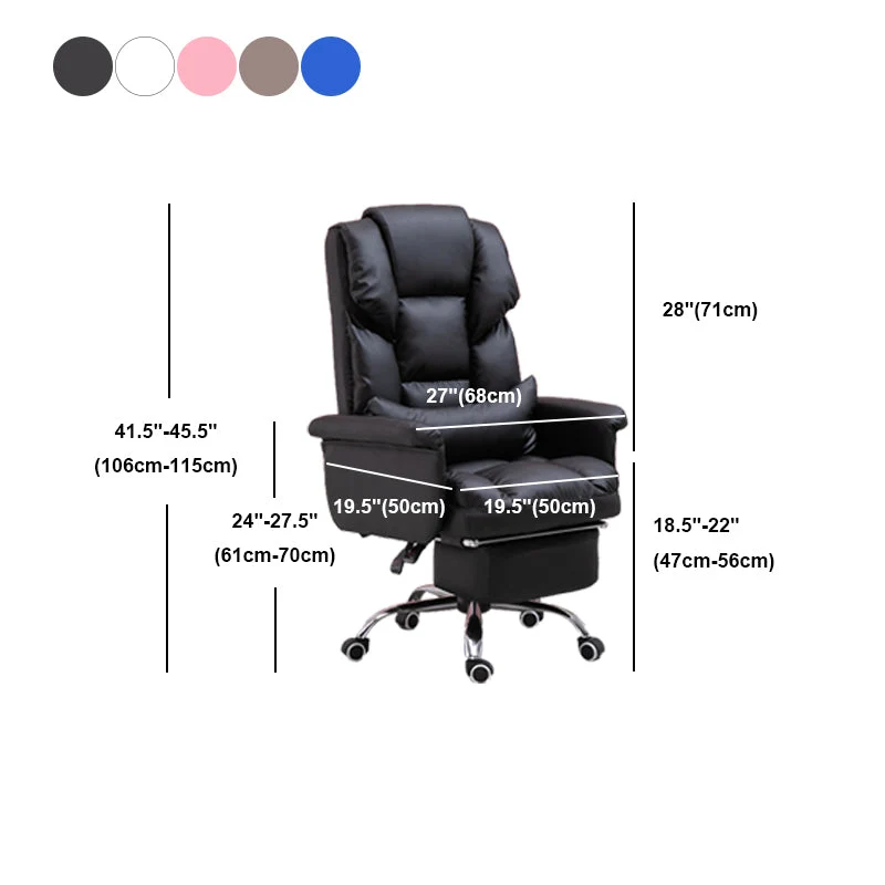 Chaise de bureau moderne en cuir, chaise de bureau à dossier haut avec roulettes Clearhalo