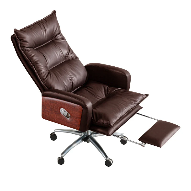 Chaise de bureau moderne en cuir, chaise de bureau à dossier haut avec roulettes Clearhalo
