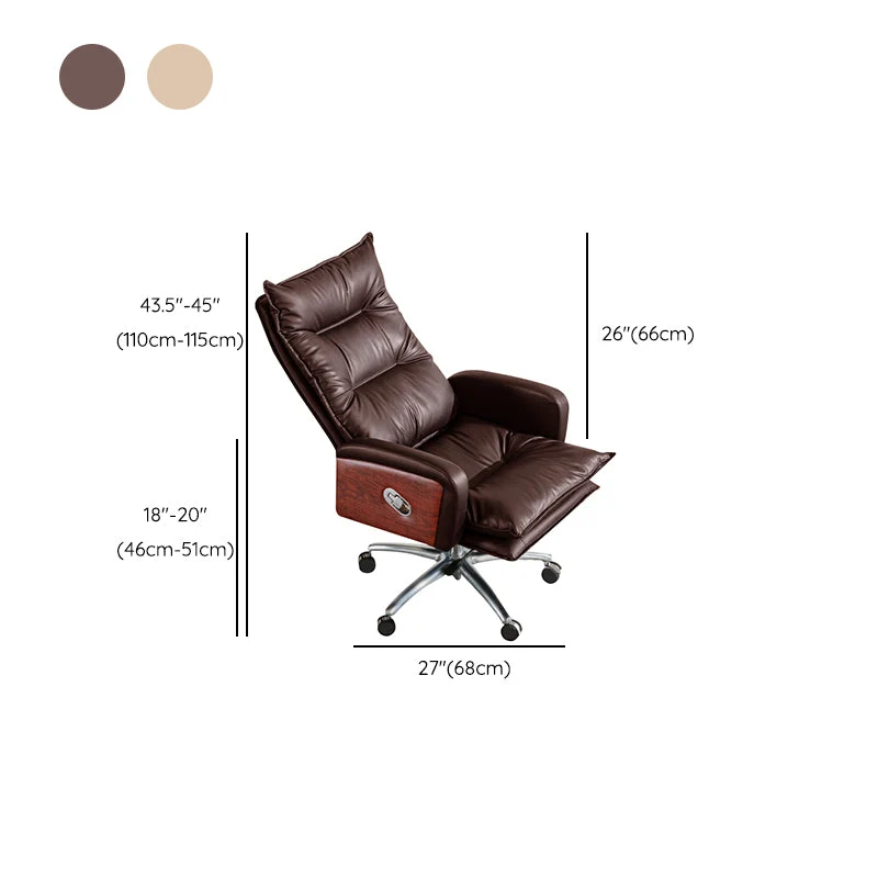 Chaise de bureau moderne en cuir, chaise de bureau à dossier haut avec roulettes Clearhalo