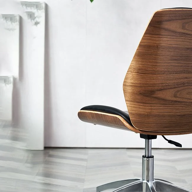 Chaise de bureau moderne en cuir, chaise de conférence à dossier moyen avec roulettes Clearhalo
