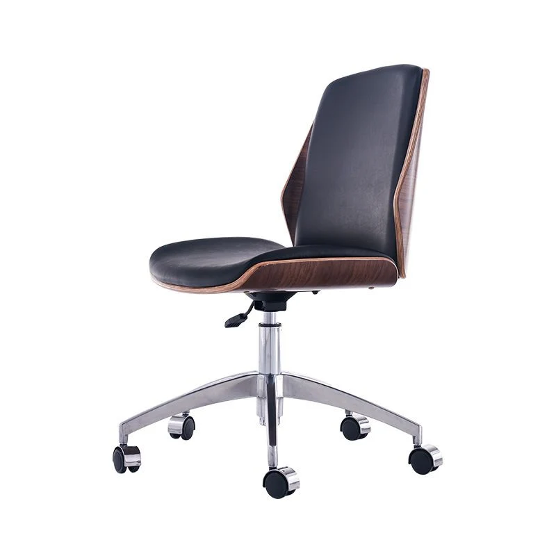 Chaise de bureau moderne en cuir, chaise de conférence à dossier moyen avec roulettes Clearhalo