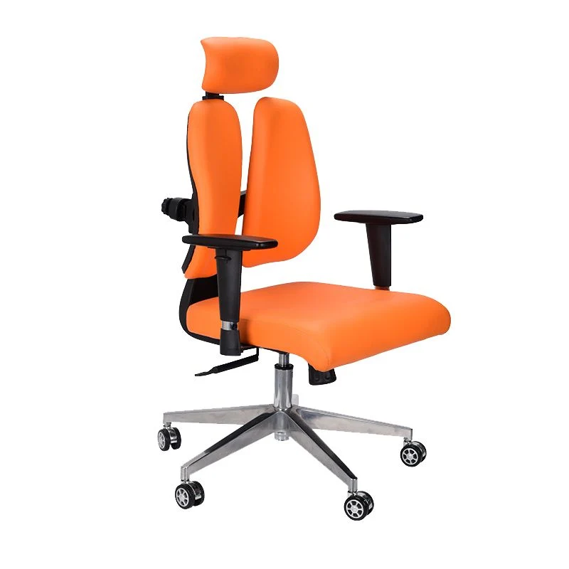 Chaise de bureau moderne en cuir, chaise de direction à dossier haut en orange Clearhalo
