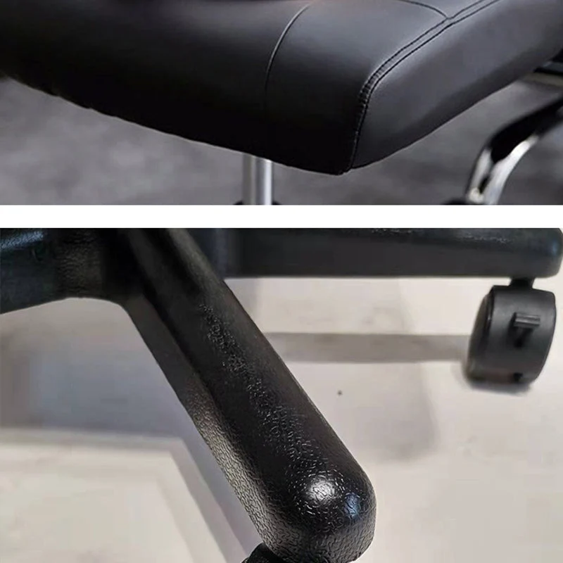 Chaise de bureau moderne en cuir, chaise d'ordinateur sans accoudoirs, noir Clearhalo