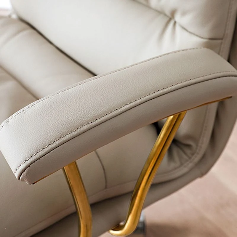 Chaise de bureau moderne en cuir, chaise d'ordinateur à dossier moyen avec roulettes/sans roulettes Clearhalo